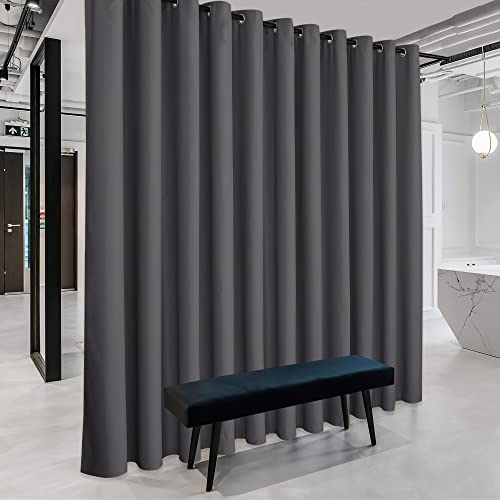 Image of RYB HOME Extra Wide Curtain for Room Divider, Blackout Privacy Soundproof Curtains for Large Window Shared Bedroom Apartment Backdrop Home Theatre Backdrop, Grey, 20ft Wide x 8ft Long