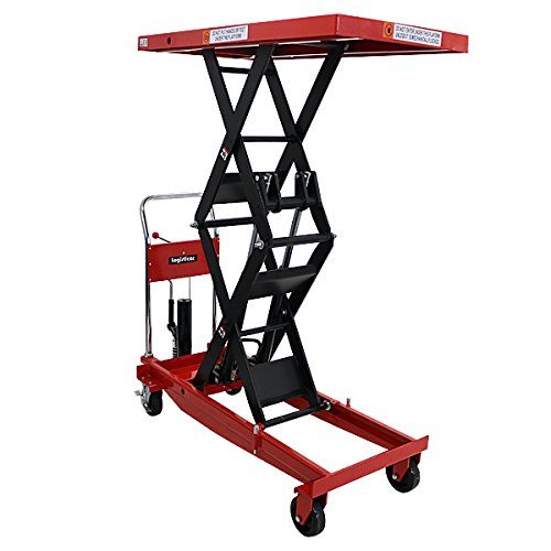 油圧式昇降台車 リフトテーブル 高床 ロング 最高位約1700mm 耐荷重約1000kg テーブルリフト リフトカート ハイアップ liftdaishasy100s (レッド)