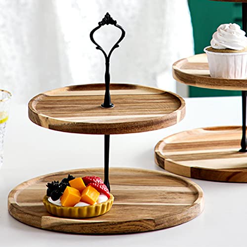Huairdum Estante de Madera para Postres, Soporte de Exhibición de Pasteles Vintage, Bandeja de Servicio de Postres de Madera de Primera Calidad para , Frutas y Cupcakes (#2)