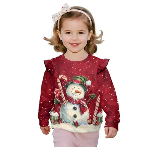 Girls Pullover Sweatshirt Crewneck Shirts Long Sleeve Cute Ruffle Shoulder Sweatshirt Casual Hoodie Tops 1-8 Years