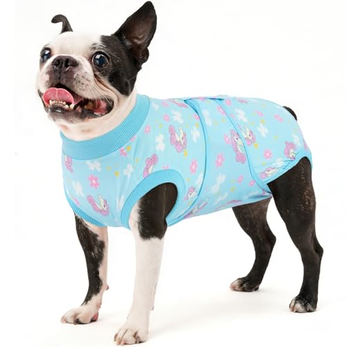 Image of Kuoser Dog Surgery Recovery Suit, Soft Breathable Dog Recovery Suit for Female Spay Male Nueuter, Anti Licking Puppy Onesie Pet Surgical Suit for Dogs Abdominal Wounds Skin Disease, Unicorn XS