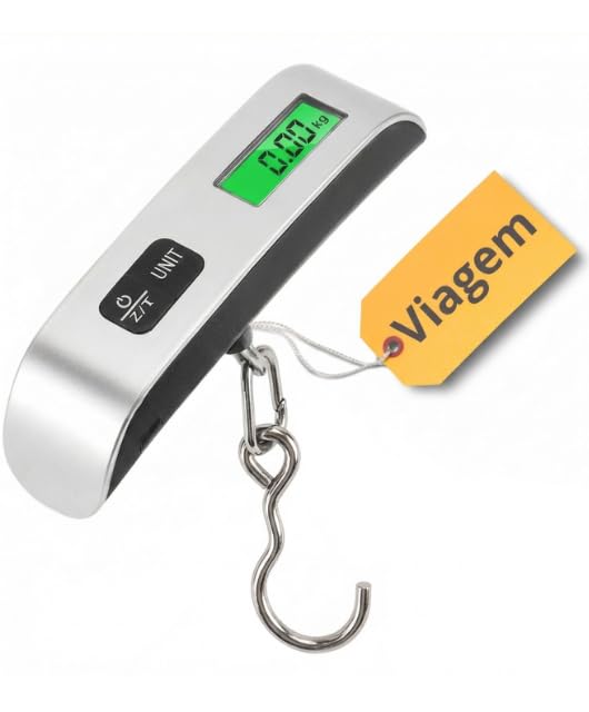 Balança Digital Portátil de Mão - Alta Precisão até 50kg com Visor Digital, Compacta e Resistente para Bagagens de Viagens, Pesca e Uso Doméstico