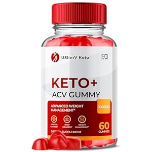 UslimV Keto ACV Gummies, USlimV Keto Gummies Advanced Formula Apple Cider Vinegar 1000MG Vitamin Supplement, USlimV Gummies Maximum Strength Keto ACV Supplement with Folate Vitamin B12 (60 Gummies)