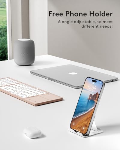 Image of Samsers Foldable Bluetooth Keyboard with Touchpad, Ultra Slim Compact, Pink | Multi-touch Trackpad, Full Size, Phone Holder, USB-C Charging, 1 Device, for Android Windows iOS Mac OS, Mobile Productivity