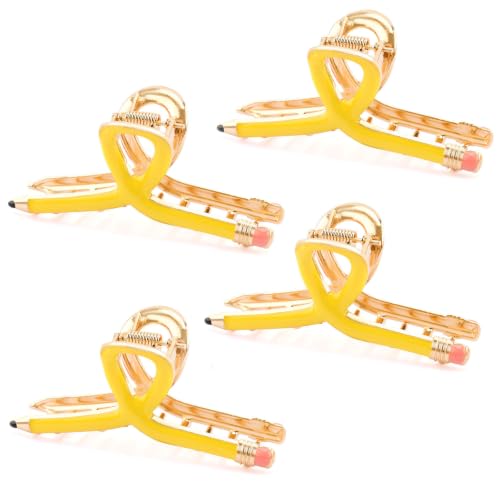 CUBACO 4PCS Pencil Hair Clips for Women, Teacher Appreciation Gifts Cute Claw Clips for Thick Hair Teacher Gift Ideas Back to School Stuff Fun Hair Accessories for Women image 4