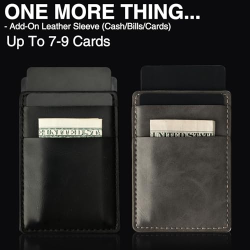 Slim Card Holder Wallet For Men, Mens Pop Up Wallet RFID Blocking,Thumb Swipe,Minimalist Wallet Metal Aluminum With Money Slot,Holds 1-8 cards,Add-On Cash Pocket (Jet Black)3