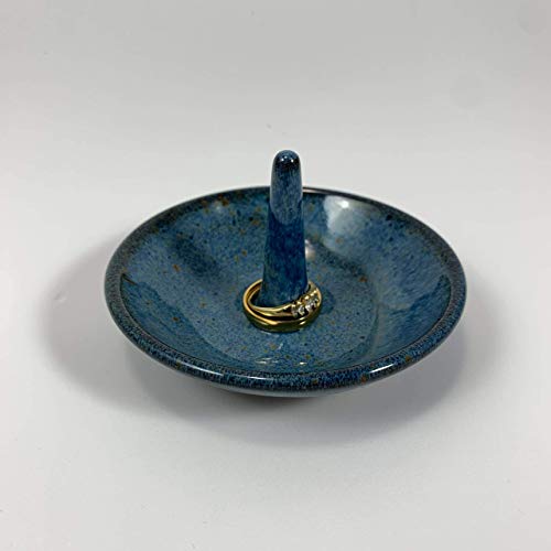 Ocean Blue Ring Holder for Jewelry - Handmade Pottery