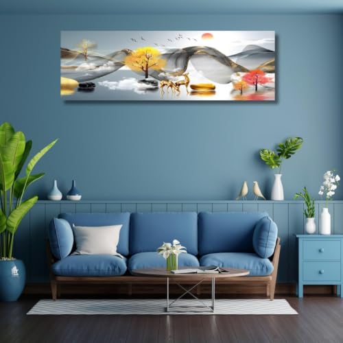 Image of Polyester AC Cover 1.5 Ton Golden Sunset | Printed, Air Conditioning Dust Cover, Folding Designer, Indoor Split AC, 97X 31X 21 CM