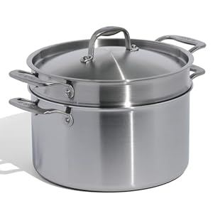 Made In Cookware – 8 Quart Stainless Steel Stock Pot With Lid and Pasta Insert – 5 Ply Stainless Clad – Professional Cookware – Crafted in Italy – Induction Compatible