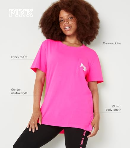 Victoria's Secret Pink Women's Oversized Campus T-Shirt, Pure Black, XS - image 5