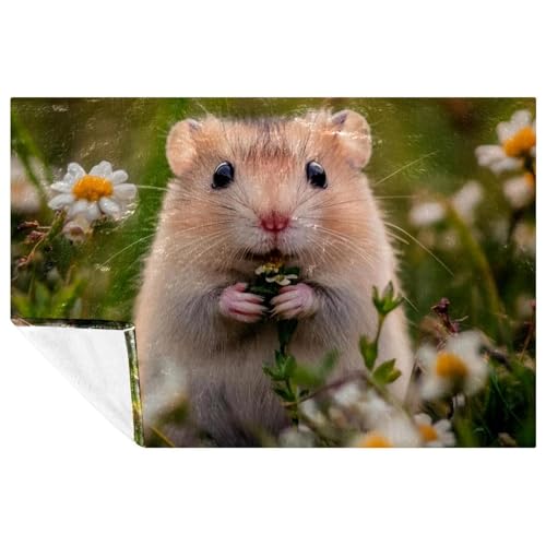Couverture douce motif fleurs et hamsters pour des instants cocooning