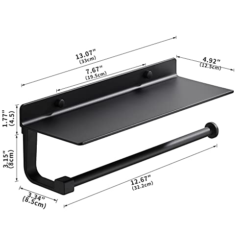 Black Paper Towel Holder Wall Mount, Hand Towel Holder Bathroom Paper Towel Holder With Shelf #TOP1