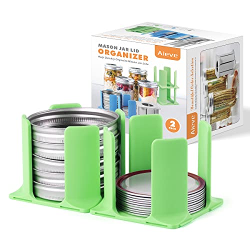 AIEVE Canning Lids Rack, Canning Lid Holder Mason Jar Lid Organizer Jar Lid Stack Storage Rack for Storing Mason Jar Lids and Rings Compatible with Regular Mouth and Wide Mouth Mason Jar Lids (Green)