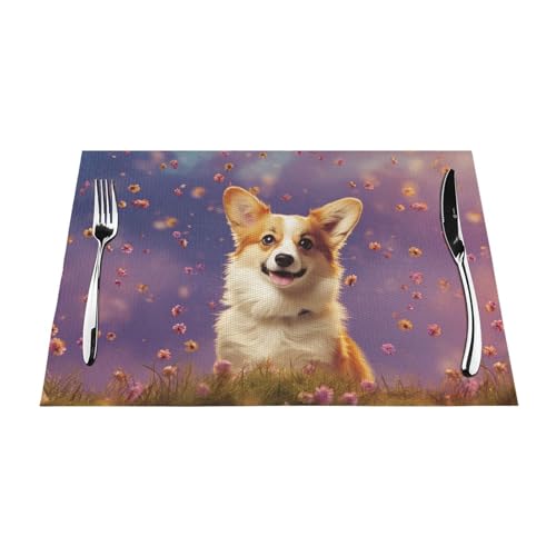 Sets de table tissés Corgi en PVC pour protéger vos meubles des taches - 7