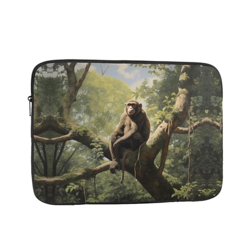 Funda para laptop 12 pulgadas estampada Mono en árbol miniatura 1