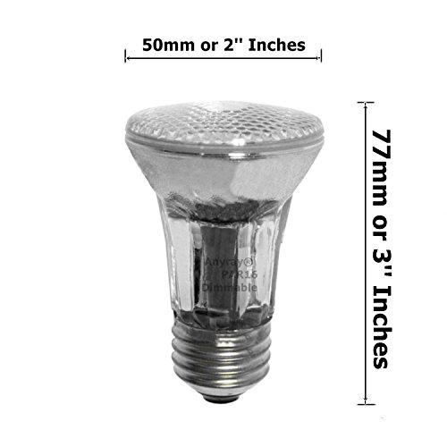 Anyray A1767Y 50-Watts Par16 Narrow Flood Halogen Light Bulb 130V Medium Screw E26 50W 120V Dimmable #TOP1