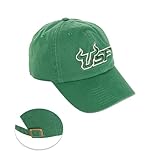 Desert Cactus University of South Florida Baseball Hat USF Bulls Brimmed Embroirderd Hats Cap Adjustable Cloth Strap Adult (Style E) Green