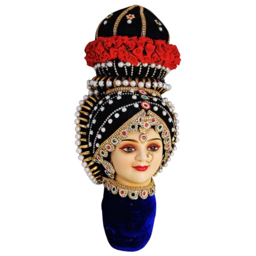 Image of SRI YAGNAA - 12 Inches POP Ammavari Face | Decorative Lakshmi Face | Varalakshmi Face for Sravanamasam Pooja | Laxmi Face