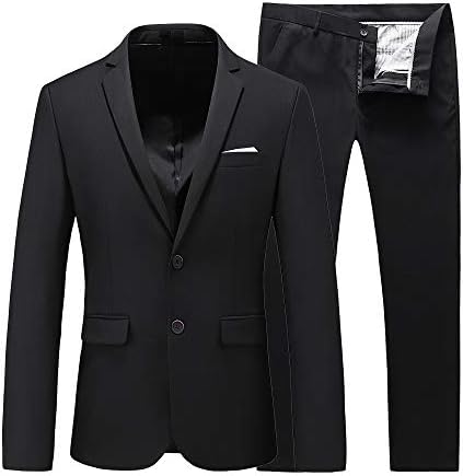 Mens Slim Fitted Suit 3 Piece 2 Buttons Prom Wedding Tuxedo Classic Fit