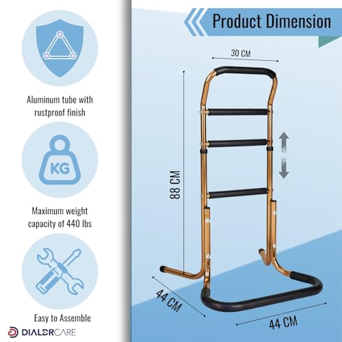 Image of DIALDRCARE Silver Chair Stand Assist for Seniors | Safe & Portable Standing Support | Medical, Mobility & Disability Equipment | Anti-Slip & Foam-Padded Handles