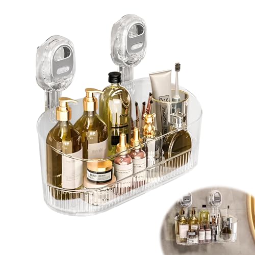 Wshxjzyay No-Drill Bathroom Suction Storage Box, No-Drill Suction Storage Box Large Capacity & Strong Load-Bearing, Firm Staunch Kitchen Organizer