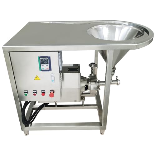 TECHTONGDA 220V High Shear Emulsifying Pump with Hopper & Supporting Frame, Liquid Powder Mixer Emulsifier Homogenizer, 0-4T/H Flow Range, Laboratory Disperser for Cosmetic Food Industrial Processing