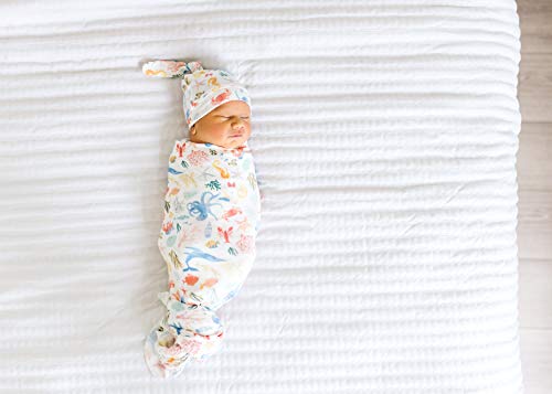 Image of Copper Pearl Baby Beanie Hat Top Knot Stretchy Soft Nautical