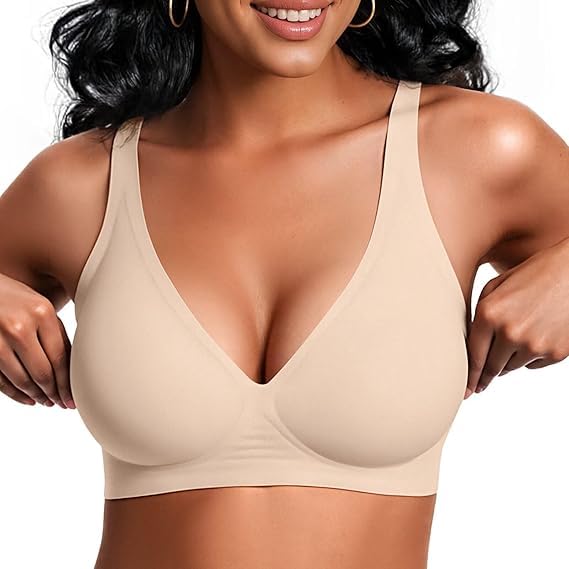 Image of JellyLift Seamless Wireless Jelly Bra for Women | No Underwire, Deep V Invisible T-Shirt Bra | 360 Jelly Support, Adjustable Straps | S-3XL