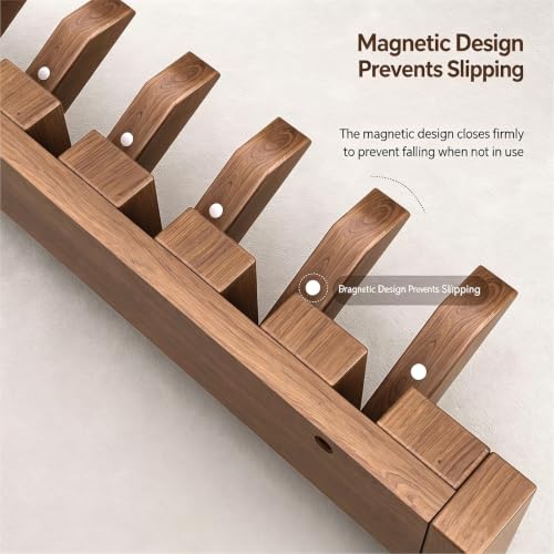Perchero de pared de madera moderno con ganchos magnéticos de 55 lb 8