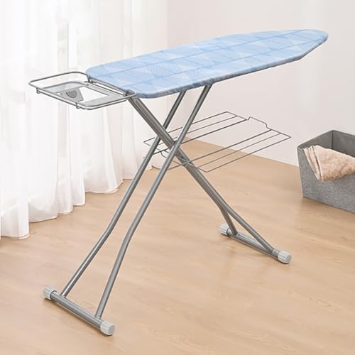 PA-DABAOO Tabla De Planchar con Reposapiés De Hierro, Soporte De Plancha De Servicio Pesado Alturas Ajustables, Tabla De Hierro Plegable, Patas De Metal Resistentes, Cubierta Resistente Al Calor