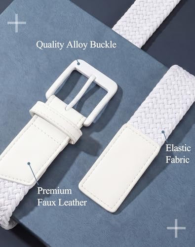 Image of SANSTHS Stretch Braided Golf Belt Breathable No Hole Elastic Woven Belt for Men Women, Ideal Belt for Golf Travel Daily Wear