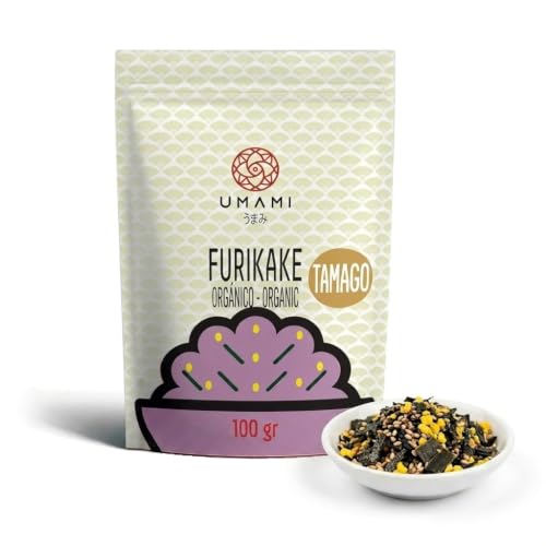 Umami Furikake Tamago 100g - Condimento Japonés BIO Producido en Italia - Sésamo, Algas Nori, Yema de Huevo y Kombu - Sin Azúcar - Ingredientes Ecológicos Premium para Arroz y Poke Bowl