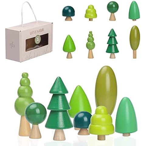 Youuys Wooden Forest Stacking Toys for Toddlers, Set of 8 Puzzles with All Types of Tree, Various Shape Blocks, Early Educational Toy Cover