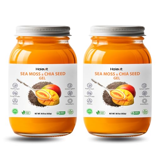 Sea Moss Gel with Ground Chia Seeds, Sea Moss Gel Organic Raw – Natural Iodine Source, Omega-3, Immune & Digestive Support, Vegan Superfood, Mango Flavor, Made in USA, 16 oz (2)
