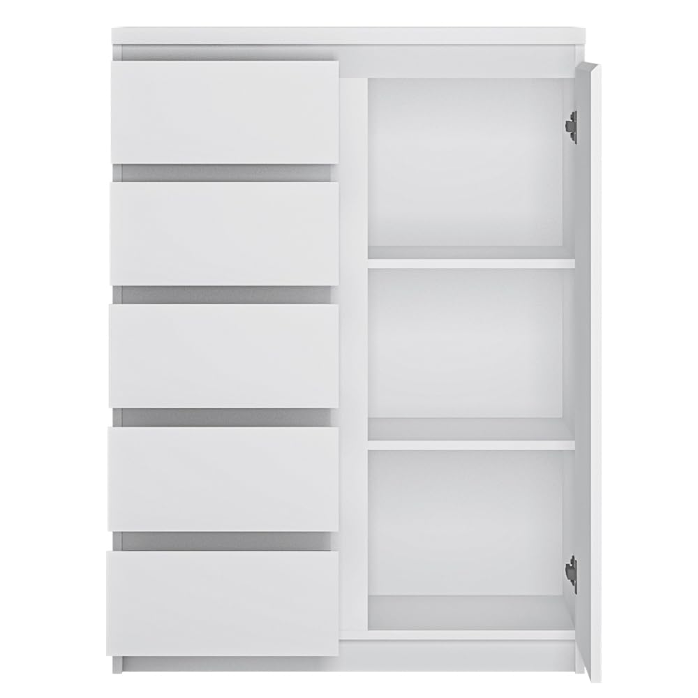 Lomadox Jugendzimmer Schrank Set 4-teilig mit Eckkleiderschrank, Highboard und 2 Regalschränke in weiß