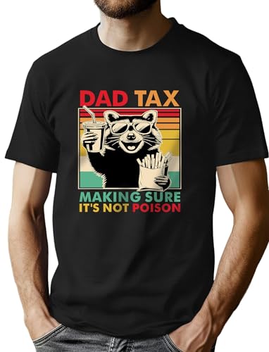 tiorhooe Fathers Day T Shirt Dad Tax Raccoon Shirts Men Funny Fathers Graphic Short Sleeve Tee Top (Black1 S)