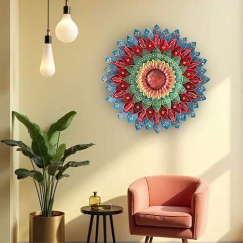 Image of SETHI AESTHETIC Metal Designer Flower Wall Decor, Flower Wall Art, Decor item,- Size 21 X 21 inch (Metallic Designer Blue)
