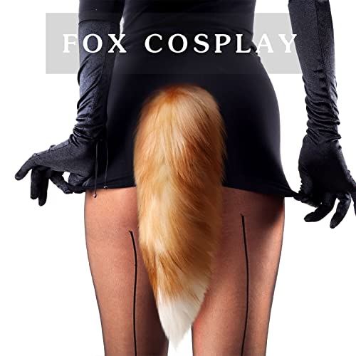 Sureio Halloween Huge Fluffy Fur Fox Tail for Cosplay Wolf Tail Keychain Costume for Women Party4