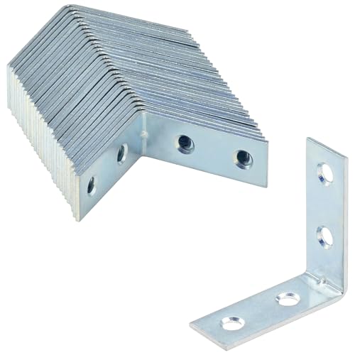30 PCS Metal Corner Braces – Galvanized Steel L-Shaped Angle Brackets for Wood and Shelves (30, 40 x 40mm)