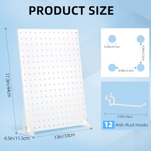 Urban Deco 2 PCS Pegboard Display Stand with 24 Hooks, 17 x 13 Inch, White by Urban Deco - Image 3