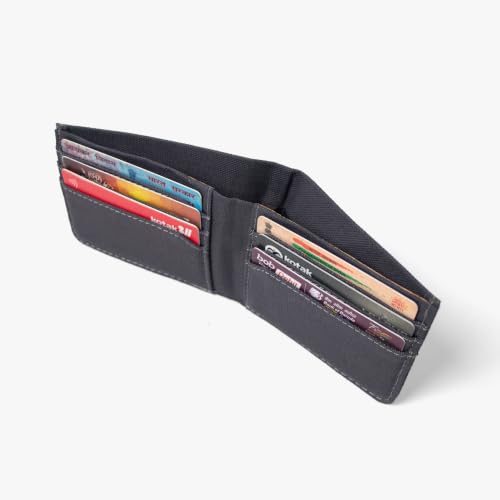 Image of Bellblock Canvas Wallet for Men | Slim Handcrafted Mens Wallet | with Sim, Mobile Pin & Hidden Extra Card Slots | Canvas | Grey