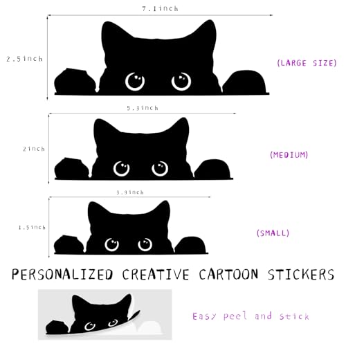 Image of DXNQ 3PCS Peeking Sneaky Cat Sticker, Waterproof Strong Adhesive Decals with Curious Black Cat Graphic, Removable Funny Peeking Black Cats Sticker for Car Window Laptop, Car Accessories (Fretwork)
