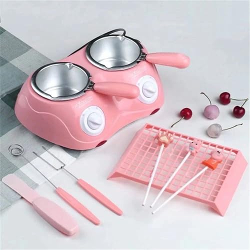 KANLVU Multi-functional Chocolate Melting Fondue Set, Electric Warmer for Cheese & Peanut Butter (Pink Double Pan) - Image 7