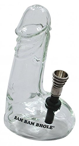 PatchouliWorld Bong als Penis aus Borosilikat-Glas von BamBamBhole - Höhe: 15cm inkl. Siebe