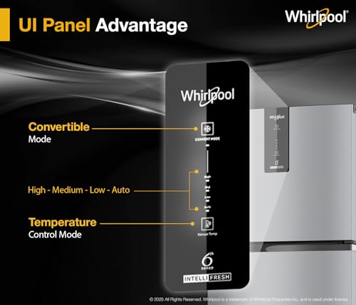 Image of Whirlpool 327 L 3 Star Convertible Frost Free inverter Double Door Refrigerator (IF INV 375 ILLUSIA STEEL(3S) CONV-Y, 2026 Model)