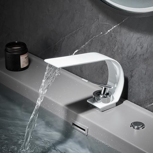 Robinet cascade salle de bain MOCHAMIK anti-éclaboussure blanc argent