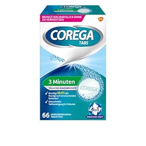Corega Reinigungs-TABS 3 Minuten für herausnehmbaren Zahnersatz/dritte Zähne, Gebissreinigungstabletten, 1×66
