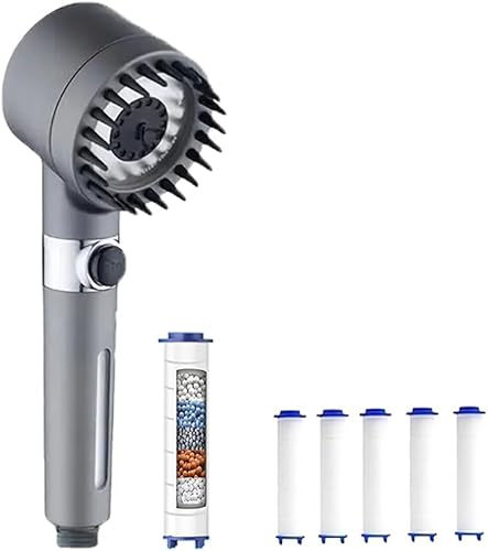 Cabezales de ducha de alta presión de 4 velocidades más 5 cartuchos de filtro, cabezal de ducha filtrado, cartucho de filtro extraíble, cabezal de