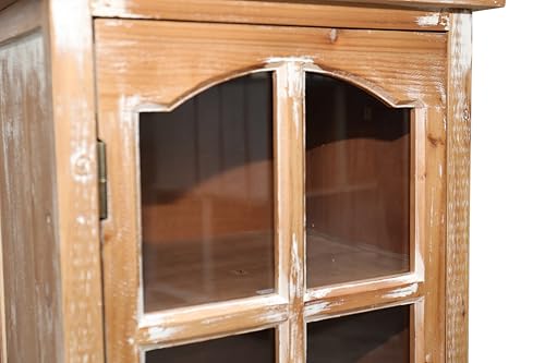 Image of LKTART 55 inch Tall Solid Wood Kitchen Pantry Storage Cabinet with Drawers | Solid Wood Frame;Farmhouse /French Country Narrow Corner Glass Display Cabinet;Narrow Storage Cabinet;Tall Accent Cabinet
