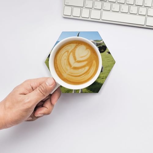 Sous-verres céramique vache lot de 6 avec support pour table